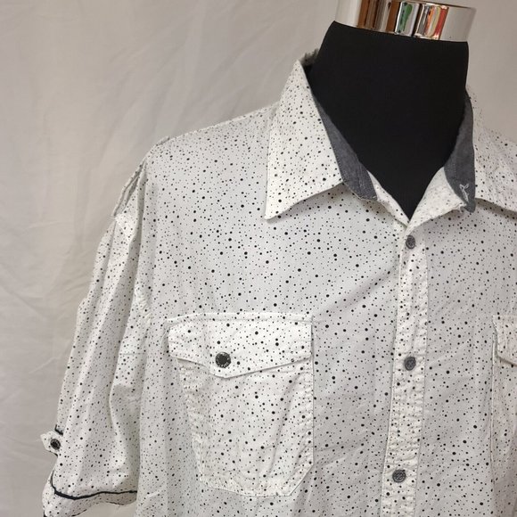 Truth Substance Common Sense Mens 4X White Polka Dot Short Sleeve Shirt - Picture 4 of 11